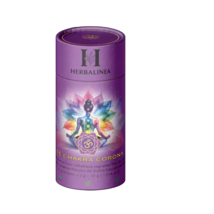 Té Chakra Corona Herbalinea en tubo violeta – Infusión premium de té blanco, tulsi, flor de loto y lavanda