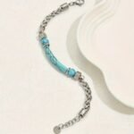 Natural Turquoise and Stainless Steel Bracelet, Protection - Image 2