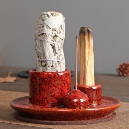 Porta Incienso de Cerámica 4 en 1 para Meditación, Decoración y Yoga