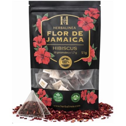 infusión flor de jamaica en pirámides 30 unidades hibiscus natural