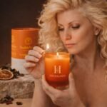 Vela Chakra Sacro con Ágata Roja y Flores Naturales | HERBALINEA