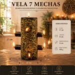 Velón Negro 7 Mechas con Ruda | Limpieza Energética