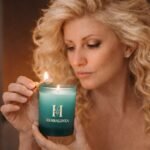 Vela Chakra Garganta con Aguamarina y Flores Naturales | HERBALINEA