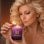 Vela Chakra Corona con Amatista y Flores de Lavanda | HERBALINEA