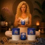 Vela Chakra Tercer Ojo con Lapislázuli y Flores Naturales | HERBALINEA