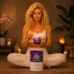Vela Chakra Corona con Amatista y Flores de Lavanda | HERBALINEA