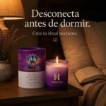 Vela Chakra Corona con Amatista y Flores de Lavanda | HERBALINEA