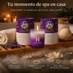 Vela Chakra Corona con Amatista y Flores de Lavanda | HERBALINEA