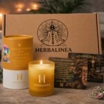 Vela Chakra Plexo Solar con Citrino y Flores Naturales | HERBALINEA
