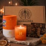 Vela Chakra Sacro con Ágata Roja y Flores Naturales | HERBALINEA