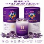Vela Chakra Corona con Amatista y Flores de Lavanda | HERBALINEA