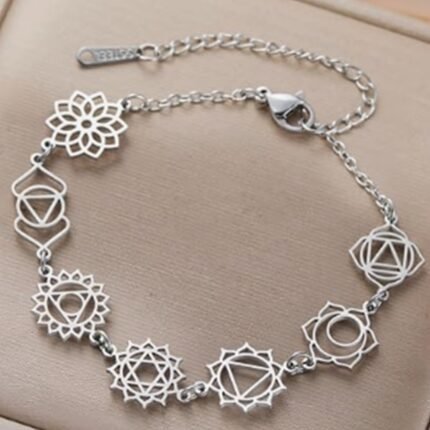 Pulsera 7 Chakras de Acero Inoxidable Ajustable | Joyería Espiritual