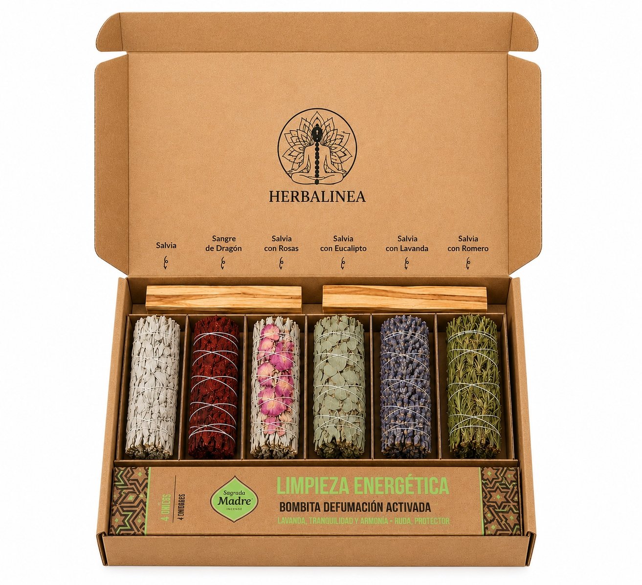 AMZ FRONT PAGE Herbalinea Energy Cleansing Kit | 6 Incense Sticks, Palo Santo and Incense Cones - Image 1
